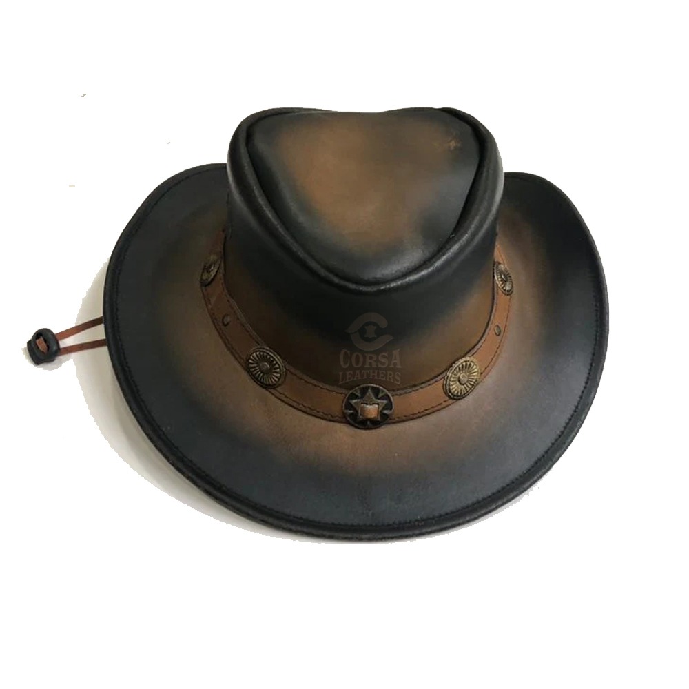 Rustic Leather Hat Vintage-Inspired Western Outfit for Daily Use